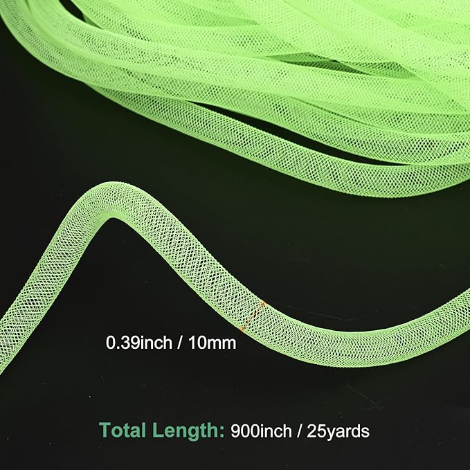 Mesh Tube Ribbon 25 Yards, 10mm Elastic Fabric Ribbons Mesh Tubing for Crafts/Gift Wrapping/Flower Bouquets/Wedding/Birthday/Holiday/Wreaths Christmas/Decoration[Light Green]