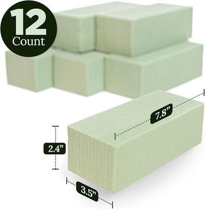 Kedudes Premium Dry Floral Foam Blocks 12-Pack - Foam Blocks for Flower Arrangements and Crafts - Dry Foams for Artificial Flowers, Silk Displays, Weddings - Green Bricks for DIY Decoration Projects