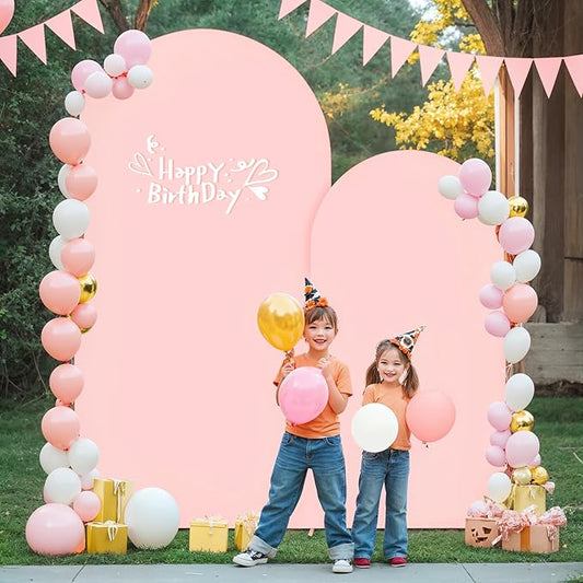 6FT Dusty Rose Arch Cover - Polyester Fitted Wedding Arch Stand Covers Round Top Chiara Arch Backdrop Cover for Birthday Party Banquet Photo Background Decoration