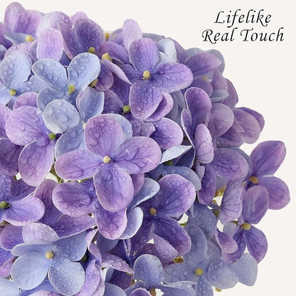 Bright Purple Boho Artificial Hydrangeas Flowers,4Pcs 20" Real Touch Lifelike Silk Artificial Hydrangeas, Full Fake Flowers for Bouquet Table Centerpieces Spring Wedding Indoor Home