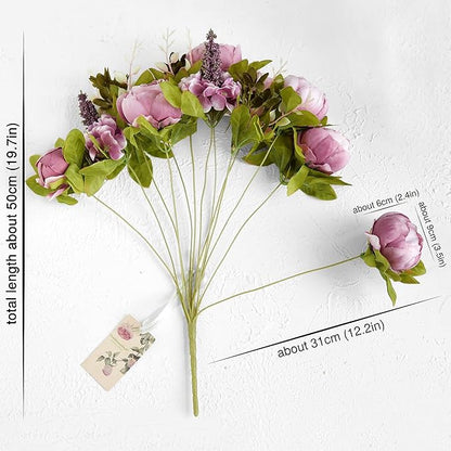 FiveSeasonStuff Vintage Artificial Peonies Silk Peony Flowers and Hydrangeas for Wedding Bridal Home Décor – Beautiful Floral Centerpiece Arrangement Decoration with 2 Bouquets (Puce Purple)