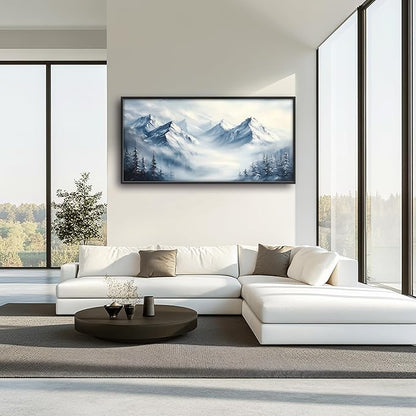 Snow Mountain Large Wall Art Framed Wall Decor for Living Room, Mountains Pictures Oversized Canvas Print Painting Modern Extra Large Framed Artwork for Bedroom Office Home Decor 60"x30"