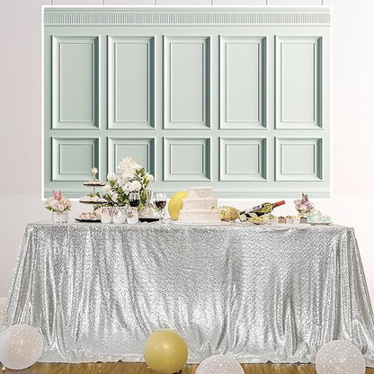 AOFOTO Vintage Room Inside Backdrop Classic French Frame Light Green Walls Photo Background for Wedding Bridal Shower Party Banner Home Headboard Decor Wall Photo Studio Booth Props 10x6.5ft