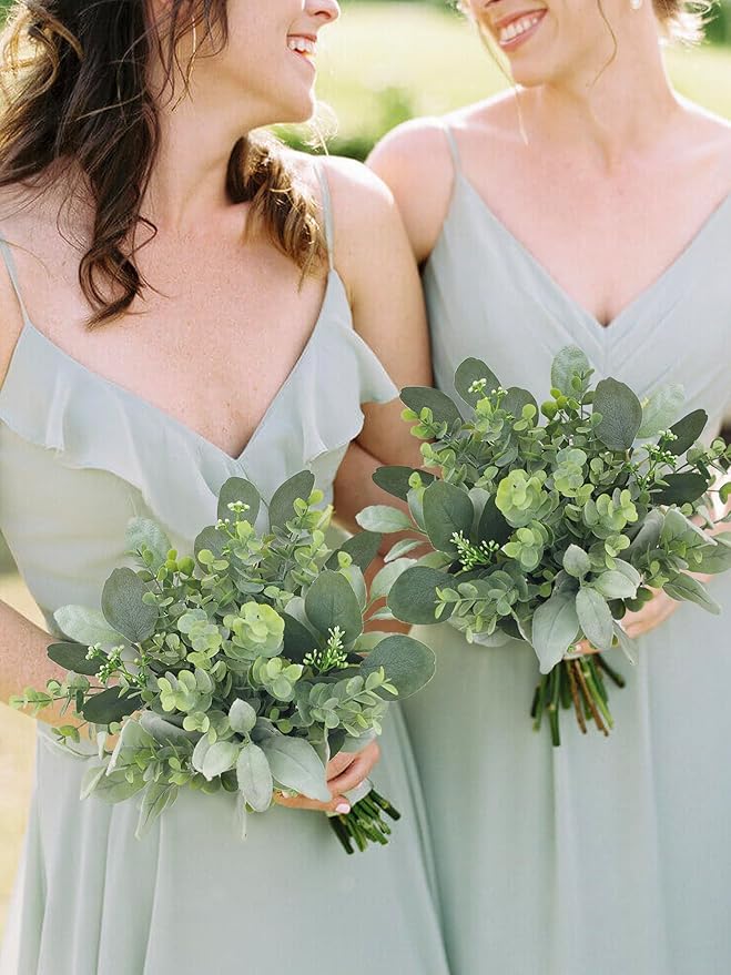 Rinlong Eucalyptus Bridesmaids Bouquet Artificial Greenery Wedding Bouquets for Bridesmaid Wedding Prom Bouquet Homecoming
