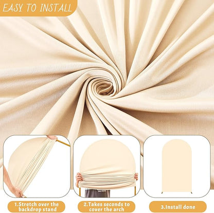 6FT Champagne Arch Backdrop Cover - Polyester Fitted Wedding Arch Stand Covers Round Top Chiara Arch Backdrop Cover for Birthday Party Banquet Photo Background Decoration