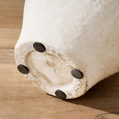 LUKA Ceramic Rustic Farmhouse Vase,8.25 inch Terracotta Vase with Handle,Neutral Clay Pot Vases Decorative Vase for Living Room,Table,Shelf Decor(Off-White,M)