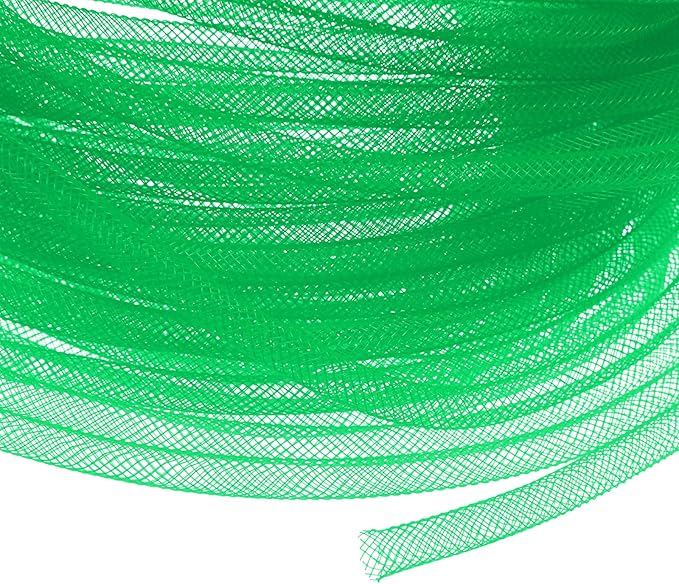 Mesh Tube Ribbon 25 Yards, 6mm Elastic Fabric Ribbons Mesh Tubing for Crafts/Gift Wrapping/Flower Bouquets/Wedding/Birthday/Holiday/Wreaths Christmas/Decoration[Fruit Green]