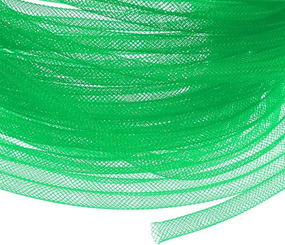Mesh Tube Ribbon 25 Yards, 6mm Elastic Fabric Ribbons Mesh Tubing for Crafts/Gift Wrapping/Flower Bouquets/Wedding/Birthday/Holiday/Wreaths Christmas/Decoration[Fruit Green]