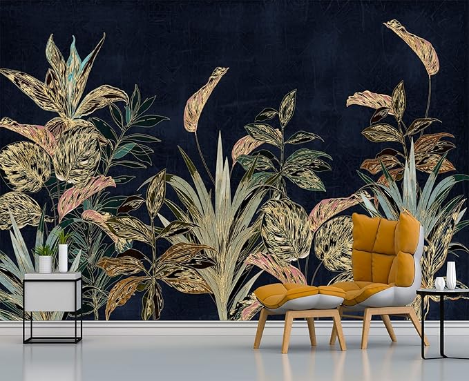 Tropical Plant Flowers and Leaves Wallpaper for Bedroom 137" x 100"