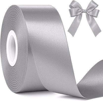 Fullive 1 1/2 Inch Ribbons for Crafts, 30 Yards Gray Ribbon for Gift Wrapping, Polyester Solid Satin Ribbon for Flower Bouquet for Birthday Holiday Decorations DIY Hair Bows Floral Arrangements