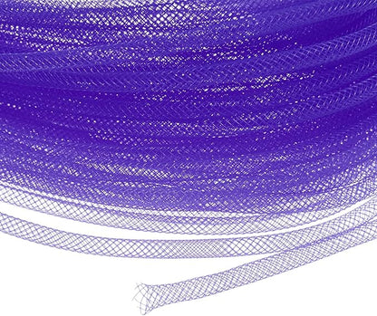 Mesh Tube Ribbon 45 Yards, 4mm Elastic Fabric Ribbons Mesh Tubing for Crafts/Gift Wrapping/Flower Bouquets/Wedding/Birthday/Holiday/Wreaths Christmas/Decoration[Dark Purple]