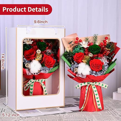 Eslibin Preserved Red Rose Flowers Christmas Gift Bouquet-Fresh Rose Flowers Bouquet for Delivery Prime, Fresh Cut Flowers for Birthday Gift, Gift for Her:Mother's Valentine's Day