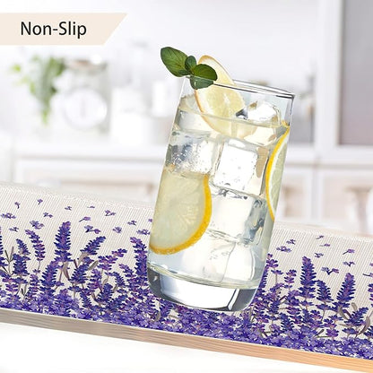 Placemats,Lavender Flower Placemats 12x18 Inch Waterproof Non-Slip Washable Table Mats for Kitchen Dining Party Table Decor,Set of 6