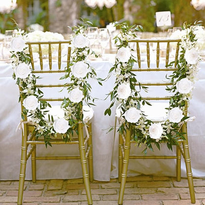 20pcs White Roses Artificial Flowers Fake Roses Real Looking Silk Flowers Bulk Big Faux Roses with Stems for Wedding Centerpieces Table Home Party Decor Bridal Floral Arrangements (White)
