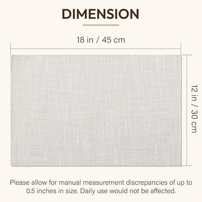Blue Forest Placemats Set of 6, Dual-Layered Thickened Faux Linen Cloth Place Mats Heat Resistant Machine Washable Wrinkle Free Table Mats Indoor/Outdoor (Cream Beige)