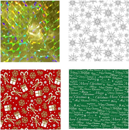 WesGen Christmas Gift Bags, 32Pcs Santa Wrapping Bag in 4 Sizes and 4 Designs with Ribbon Ties and Tags for Wrapping Holiday