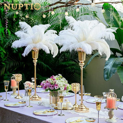 NUPTIO Metal Versatile Trumpet Vase, 26.7'' H x 6.2'' W x 5.7'' D, Gold, Set of 2, Ideal for Wedding, Events, and Home Decor