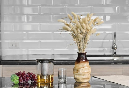 Handmade Ombre Mango Wood Vase – 8-Inch Brown Bottle-Shaped Decorative Accent – Rustic Artisan Flower Vase for Dried or Artificial Flowers – Sustainable Boho Tabletop Decor