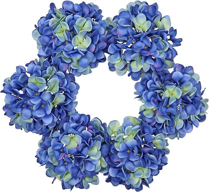 Hollyone 6 Pcs Blue Hydrangea Artificial Flowers Heads with Stems Silk Faux Hydrangea Blue Fake Flowers for Home Indoor Outdoor DIY Floral Wedding Flower Bouquets Kitchen Table Centerpiece Decor