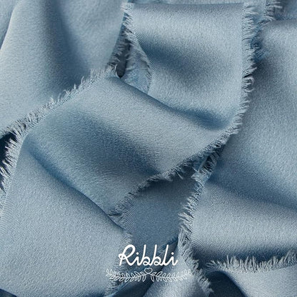 Ribbli Dusty Blue Silk Satin Ribbon 1.5 Inch x 30 Yard Handmade Frayed Chiffon Dusty Blue Ribbon for Gift Wrapping Wedding Invitations Bridal Bouquets Home Decor