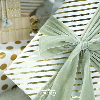 Sage Green Velvet Ribbon 1.5 inch Green Frayed Velvet Ribbon Dusty Green Raw Edge Ribbon for Wreaths, Christmas Thanksgiving Decor, Flower Bouquet, Gift Wrapping, Bows Making -3 Yards