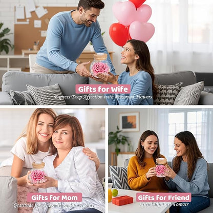 Christmas Birthday Gifts for Women Mom Preserved Rose Eternal Forever Flower in Glass Wishing Bottle with Colorful LED Light Flowers for Delivery Prime for Grandma Wife Sister Friend from Daughter