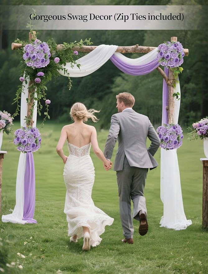 BLOSMON Flower Balls for Wedding Centerpieces: 10pc 9.5 Inch Lilac Fake Peonies Floral Arrangement Bouquet Wedding Decoration Easy Use Artificial Silk Kissing Ball Home Party Baby Shower Decor