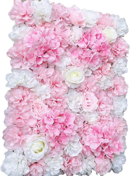 16"x 24" Artificial Flower Wall Panels,Flower Wall Mat Silk Flower Panels for Outdoor Garden Backyard Fence Fence Privacy Screen and Indoor Wall Decor (6Pcs Pink+White,Style 2)