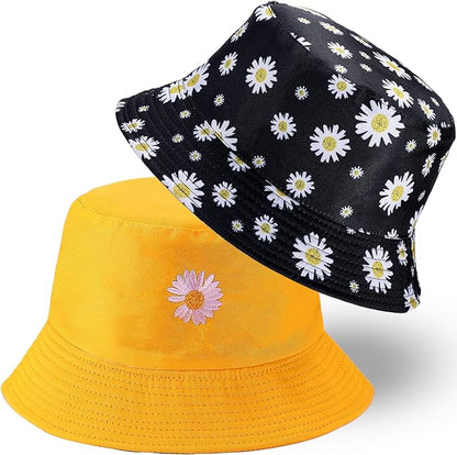 Sun Hat for Women Bucket Hat Cotton Reversible Summer Travel Beach Fishing Cap