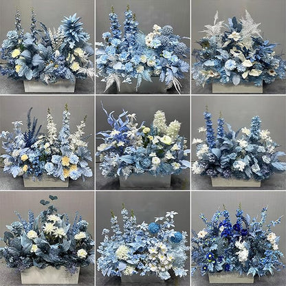 FagusHome 25 Pcs Silk Peony Artificial Flower Heads 4 inch Fake Peony Flowers Heads with Stems Artificial Peony Flower Heads in Bulk Wholesale for Wedding Home Decor (Dark Blue)