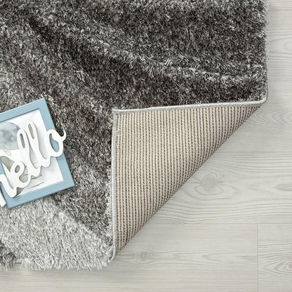 LUXE WEAVERS Lantanas Collection 7070 Grey 8x10 Modern Shag Geometric Area Rug