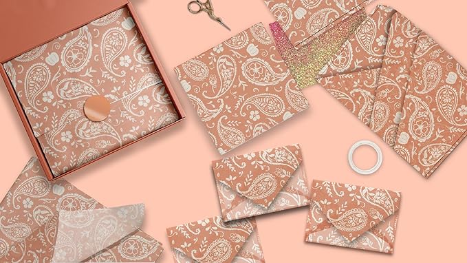Orange Paisley and Pumpkins Printed Tissue Paper for Birthday Party Gift Bags or Boxes and Wrapping - Fall Bulk Decorative Art Tissue Paper for Packaging and Gifting | 24 Sheets 20" x 30"