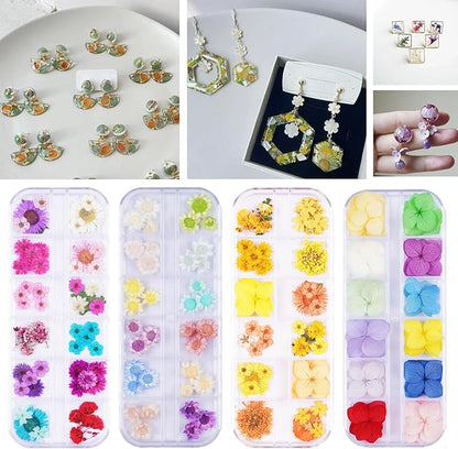 96Pcs Small Dried Pressed Flowers for Crafts,Xinxinran Tiny Dry Flower Kit for Nail Art,Epoxy Resin Accessories,Bookmark,Nails, Jewelry Making,Candle,Soap,Resin Molds(2 Boxs)