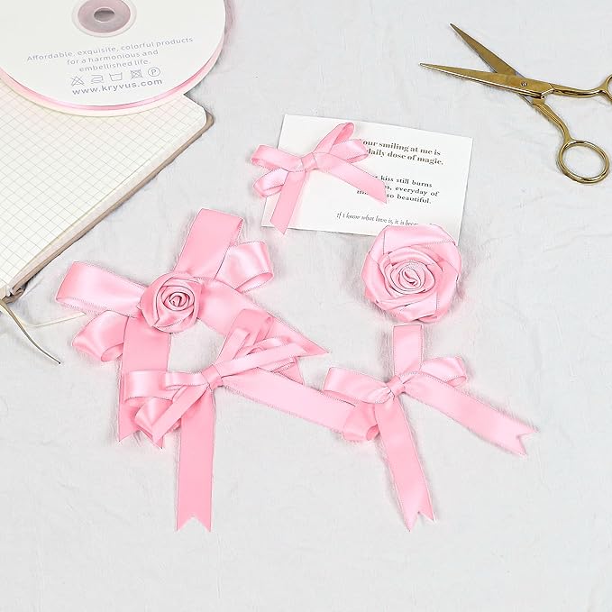 Pink Satin Ribbon, Double Faced 3/8 Inch X 25 Yards, Premium Satin Polyester Ribbon for Gift Wrapping, Crafts, Wedding Decor