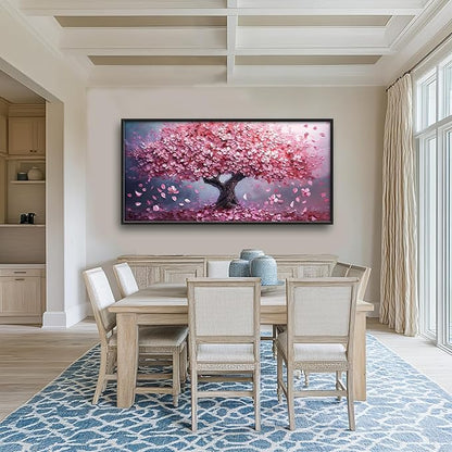 Tree Large Wall Art Romantic Pink Cherry Blossom Flowers Pictures Wall Decor Big Floral Tree of LifeCanvas Painting Prints Framed Artwork Home Decorations for Living Room Dining Room Bedroom Office 60"x30"