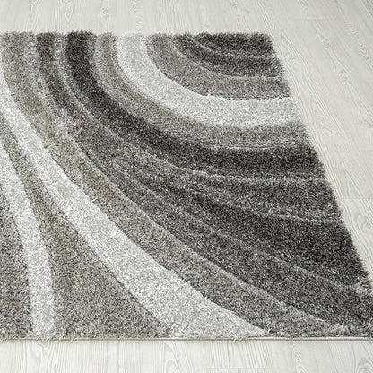 LUXE WEAVERS Lantanas Collection 7070 Grey 8x10 Modern Shag Geometric Area Rug
