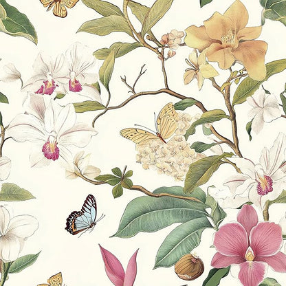 Vintage Floral Peel and Stick Wallpaper Floral Contact Paper 16.9inchx118.1inch Multicolor Flowers Butterfly Wallpaper Leaf Boho Self Adhesive Removable Wall Paper for Bedroom Decorative