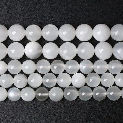 8MM 45PCS Natural White Moonstone Gemstone AAA Grade Crystal Spacer Loose Beads for Jewelry Making DIY Bracelet 15 Inches 1 Strand