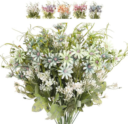 Artificial Flowers Wildflowers Silk Daisy Spring Fake Daisies Decoration Summer UV Resistant Colorful Mixed Bundles Faux Greenery Outdoor Plant Stem Filler for Home Decor Indoor Floral Arrangements