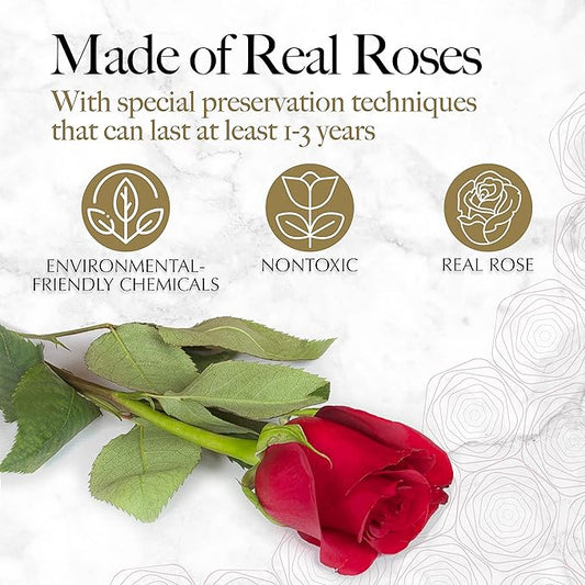 GLAMOUR BOUTIQUE 16 Flower Forever Heart Shape Box - Preserved Roses Gift for Her, Preserved Flowers, Red