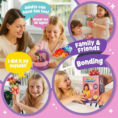 Flower Bouquet Making Kit Toy for Kids - 5 Year Old Girl Gift, Toys for 7 Year Old Girls Gifts, Arts and Crafts for Girls Ages 4 5 6 7 8 8-12 + Christmas Gift Ideas - 6 Year Old Girl Gifts Birthday