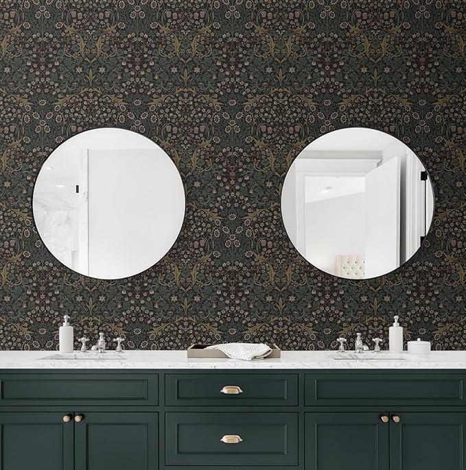 NextWall Seabrook Designs Victorian Garden Floral Vintage Prepasted Wallpaper (Blacksmith & Cliffside)