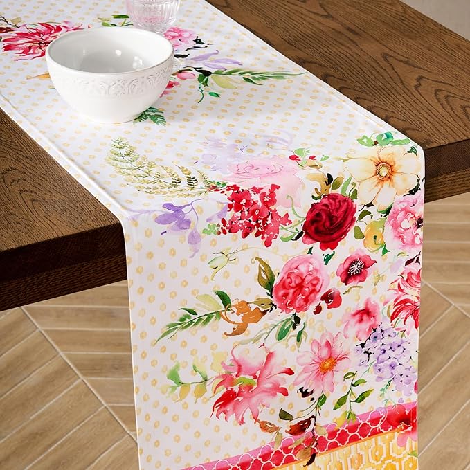 Maison d' Hermine Tablerunners 100% Combed Cotton Premium Table Runner Decorative Table Cover for Home, Kitchen, Dining, Parties & Camping, Summer Joy, Double Layer - (14.5"x72")