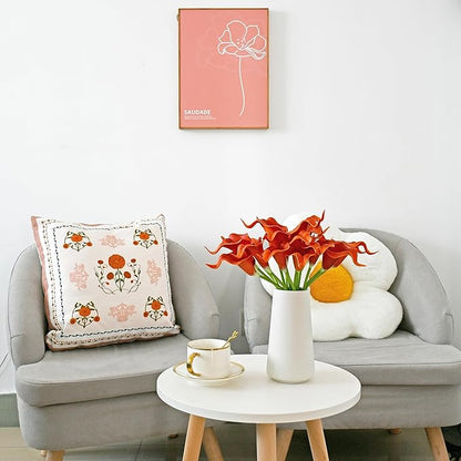 Mandy's PU Burnt Orange Calla Lily Artificial Flowers 20 Stems 13.5in Faux Realistic Centerpiece for Thanksgiving and Christmas Decorations DIY Bridal Bouquet Home Décor