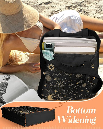2 Pack Canvas Tote Bag - with Makeup Pouch Aesthetic Cute Women Reusable Canvas Bag for Shopping, Work, Travel