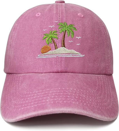 Hepandy Embroidered Palm Tree Hats