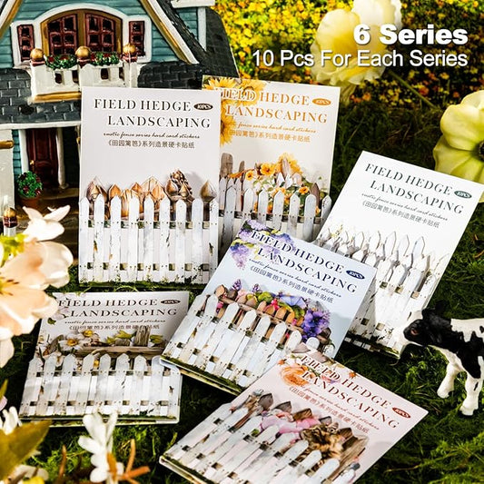60Pcs Fence Cardstock Sticker Set, Farmhouse Style Decorative Stickers for Scrapbooking, Journaling, DIY Crafts, and Home Decor