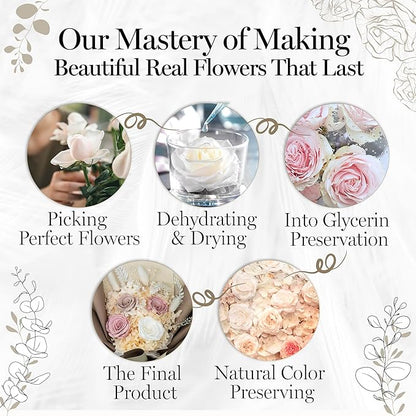 GLAMOUR BOUTIQUE Preserved Flowers Bouquet - Long-Lasting Flowers Forever in a Box with Hydrangeas & More, Gift Ready for Anniversary, Birthday, Mother's Day - Dusty Rose