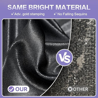 gogoparti 10x10FT Black Sequin Backdrop Curtain - 2 Panels of 5x10FT Wrinkle-Free Glitter Drapes for Photography, Birthdays, Weddings & Graduations