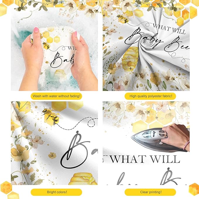 Avezano Bee Gender Reveal Backdrop What Will Baby Bee Photography Background Bumble Honeycomb Gender Reveal Party Decorations Banner Floral Theme Baby Shower Photo Backdrops (7x5ft)